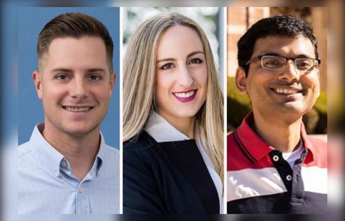 Left to right: UCLA's David Clewett, Juliana Londoño-Vélez and Pradip Gatkine