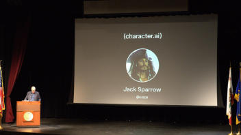 Peter Lunenfeld showing a presentation slide