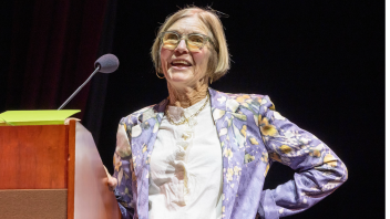 Professor Dana Cuff lecturing at 135th Faculty Research Lecture