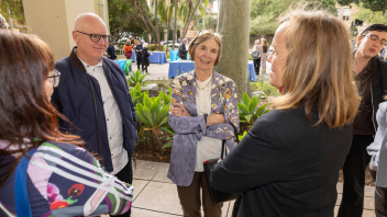 Professor Dana Cuff with guests at 135th Faculty Research Lecture